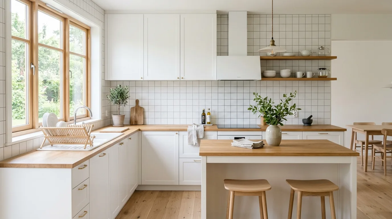 Add contrast through darker grout lines inspiration for a white kitchen with a backsplash feature.